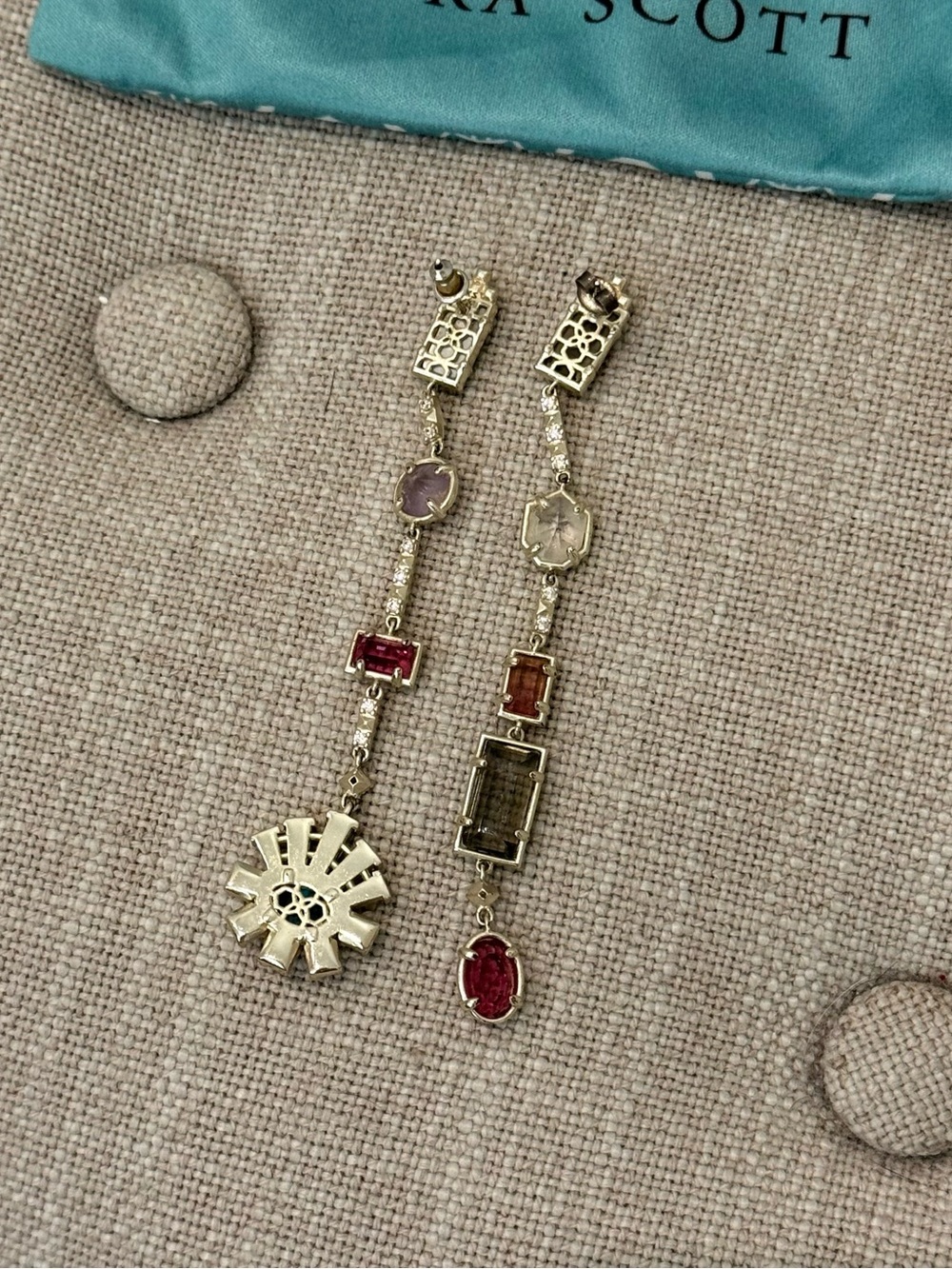 Kendra Scott • asymmetrical multistone drop earrings - Picture 6 of 8